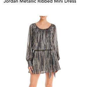 Ramy Brook - Jordan Long-Sleeve Metallic Rib Mini Dress New w/out Tags